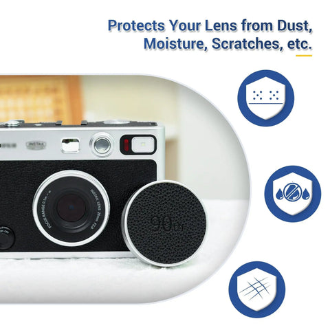 Leather Lens Cap For Insta Mini Evo Camera, Aluminum Anti Dust Anti Scratches Lightweight Lens Cover With Soft EVA Interior