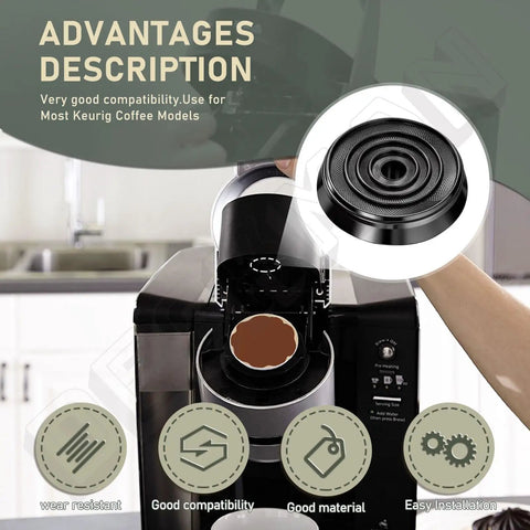 4 Pack Upper Needle Seal Replacement Gasket Set For Single Serve Coffee Makers No Leak Tech And Durable Silicone Rubber Fits B60 B66 0058 22 OfficePro And Other Compatible Models shown in use on a coffee machine.