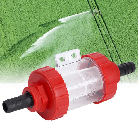 Inline Mesh Water Screen For Garden Irrigation And Crop Spray High Flow Transparent Pump Screen with red end caps