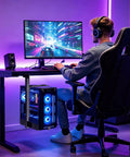 Dead Easy Under Desk PC Holder And Wall Mount Computer Tower Stand With 77 Lb Capacity Adjustable Height used with a gaming setup.
