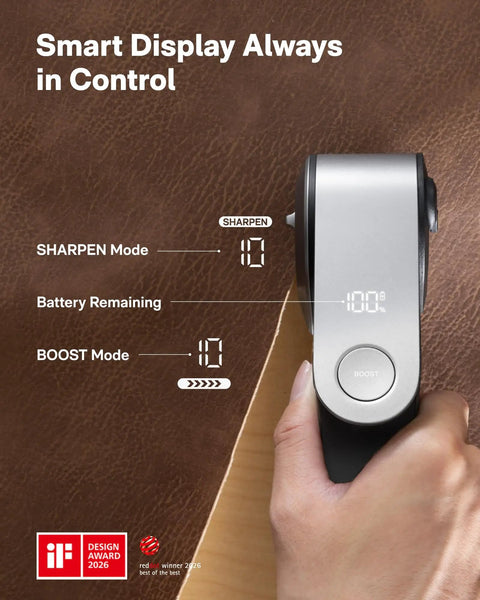 EdgeFlow Cordless Electric Scissors For Cardboard Fabric Carpet And Leather DIY Projects with LED display in use