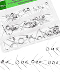 Ruibapa 50-piece torsion springs assortment kit, 304 stainless steel, 15 sizes, in clear plastic box (front view)