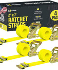 Heavy Duty E Track Ratchet Straps 2 Inch By 12 Foot 4 Pack Yellow Cargo Tie Downs With E Track Fittings Secure Trucks