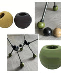 4 Pack Chair Leg Protectors Outdoor Nonslip Rubber Feet Covers shown on metal chair legs on wood floor.