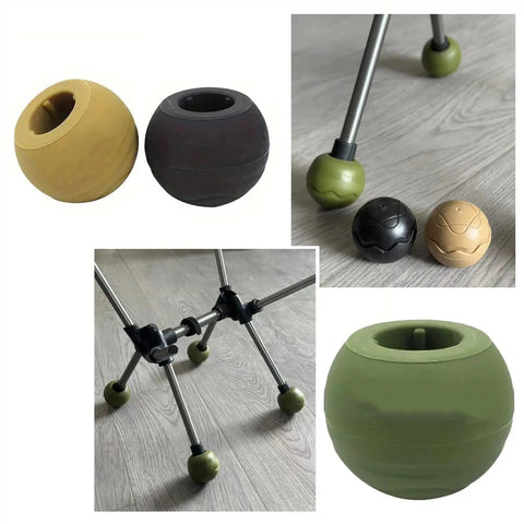 4 Pack Chair Leg Protectors Outdoor Nonslip Rubber Feet Covers shown on metal chair legs on wood floor.