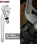 24 Inch Offset Pipe Wrench Aluminum Light As A Feather Yet Tough As Nails With 2.7 Inch Jaw Opening Up To 70 mm Clamping Capacity