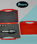 MT2 Rotary Broach Tool Holder With 7 Piece Hex Broach Set In Imperial Sizes for Milling And Lathe Projects in red case