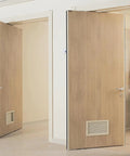 Heavy Duty Pivot Hinge For Hidden Doors And Secret Rooms Invisible 360 Degree Rotating Door Hinge For Bookshelf And Revolving Bookcase Doors Stainless Steel Brushed Nickel Finish 1 Pack installed on wooden door