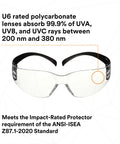 SecureFit 100 Series Safety Glasses 100 Pack with Clear Lenses and Black Temples, ANSI Z87 Impact Rated, Front View SF101AFBLK