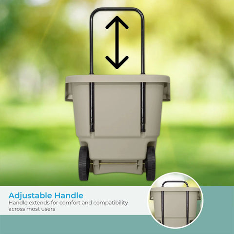Taupe 15.5 Gallon Resin Garden Cart On Wheels Lightweight Two Wheel Wheelbarrow with adjustable handle for garden tasks