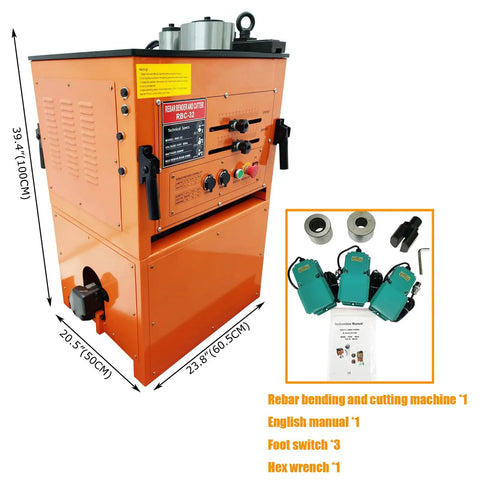 Heavy Duty Electric Rebar Bender And Automatic Steel Bar Cutter Machine Boasts A Tough Iron Build 110 Volt 3 Kilowatt Motor with control panel.