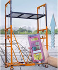 Heavy Duty Electric Forklift Lift with remote control, showcasing sturdy steel frame and smooth mobility on a rooftop.