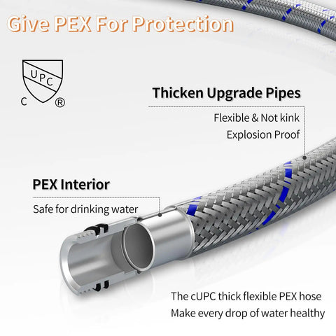 Close-up of flexible PEX interior pipe compatible with Waterfall Bathroom Faucet With Single Handle Vanity Sink Spout RV Ready Deck Plate