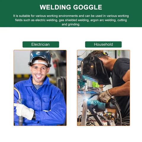 Badass Welding Glasses With Anti Glare Black And Gray Lenses worn by electrician and used in household welding tasks.