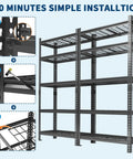 Beefy 5 Tier Metal Garage Storage Shelving Unit, 36 Inch Wide, Adjustable Shelves, Heavy Duty Steel, Up To 2200 Lbs Total Capacity, Ideal Tool Organizer For Home Garage, Workshop, And Storage with 10-minute installation steps