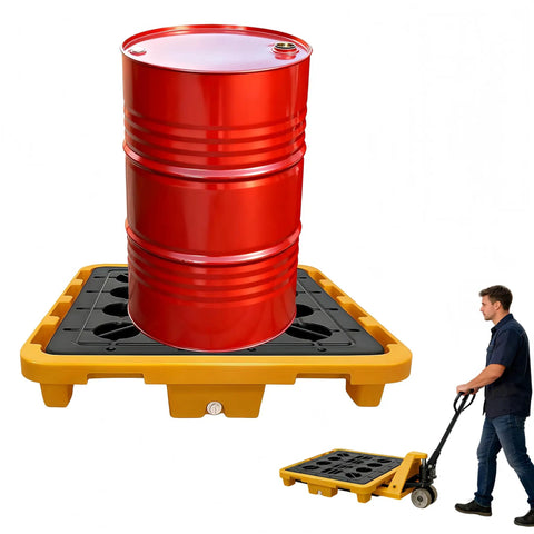 Modular Spill Containment Platform 2000 Lbs Capacity With Drain Outlet And Forklift Pockets Stackable Leakproof Tray with drum