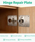 10 Pcs Cabinet Door Hinge Repair Kit With Stainless Steel Mounting Plates And 60 Screws installed on wooden cabinet