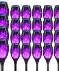 Solar Powered Outdoor Lights With Purple Flickering Flame For Patio And Pathway Decor, Waterproof Tiki Torch Torches For Yard, No Wires, Realistic Lantern Glow, Halloween Garden Lights, 6 Pack.