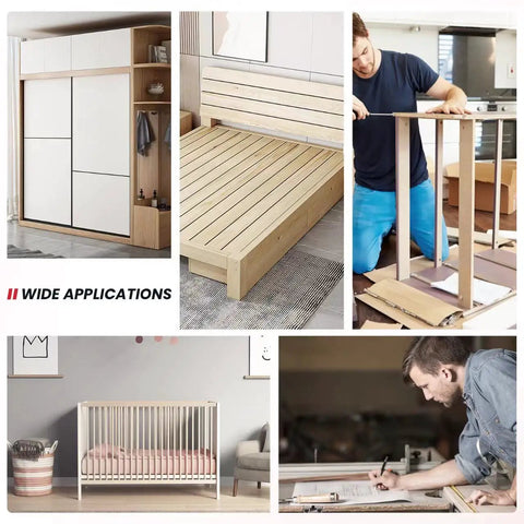 Collage showing woodworking projects built with Pro Grade Pocket Hole Jig System With Portable Base Adjustable Metal Pocket Screw Jig And Top Notch Professional Drill Guide Kit For Woodworking DIY Carpentry Projects XK4.