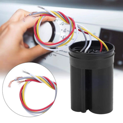 450V AC CBB60 5 UF Plus 3 UF Double Start Capacitor for Washing Machine Motors Top Notch Run Capacitor for Semi Automatic and Automatic Washers Reliable Motor Start Boost Durable Electrical Component black CBB60 capacitor with multicolor wires