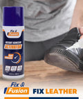 Person applying CA Glue Activator Spray Quick Set Bonding Booster Pro-Grade for Wood Plastic Rubber and Granite on shoe