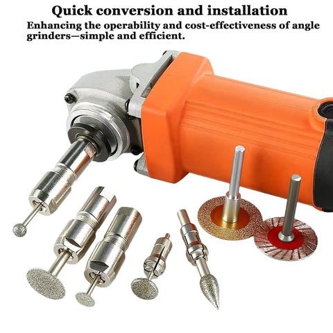 Heavy Duty Angle Grinder to Die Grinder Adapter 5/8-11 to 1/4 Inch and 1/8 Inch Collets for Rotary Burrs with grinding discs