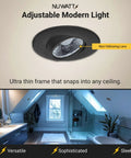 Black 3 Inch LED Gimbal Recessed Lights With 5CCT 2700K To 5000K Selectable, 8W 600 Lumens, IC Rated in modern bathroom.
