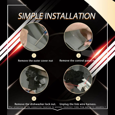 Installation steps for Heavy Duty Dishwasher Door Latch Replacement Kit That Snaps Right In For A Perfect Fit And Comes Backed By A Two Year Warranty