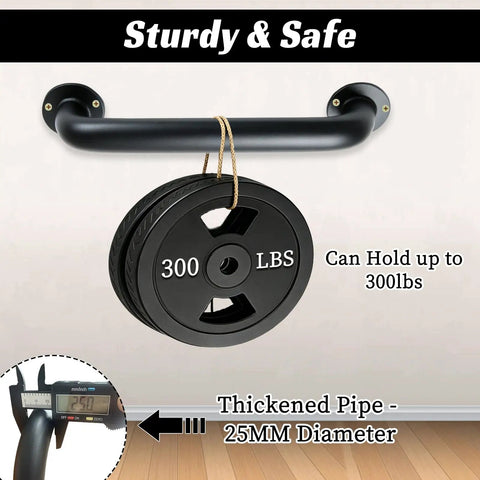 Heavy Duty Pipe Stair Handrail Wall Mounted Safety Grab Bar Twelve Inch Long with 300 lbs weight test and 25mm diameter.