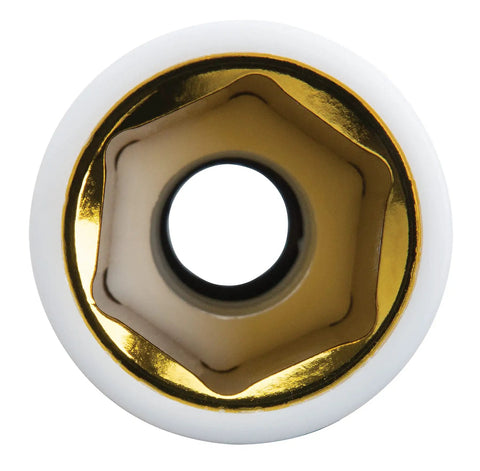 Half Inch Impact Drive Thin Wall Socket 19mm And Three Quarter Inch Gold Finish Built Tough With Chrome Molybdenum Color Coded