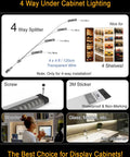 4 Way Splitter for Ultra Bright 4 Panel Under Cabinet LED Light Kit With 4 Way Splitter, installation options for cabinets.