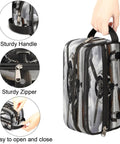 Go-To Vintage Airplane Travel Toiletry Bag For Women And Men with sturdy handle, durable zipper, and airplane design.