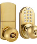 Electronic Touchpad Keyless Door Lock In Polished Brass For Easy Keyless Entry Adjustable Backset 60mm Or 70mm Up To 6 User Codes