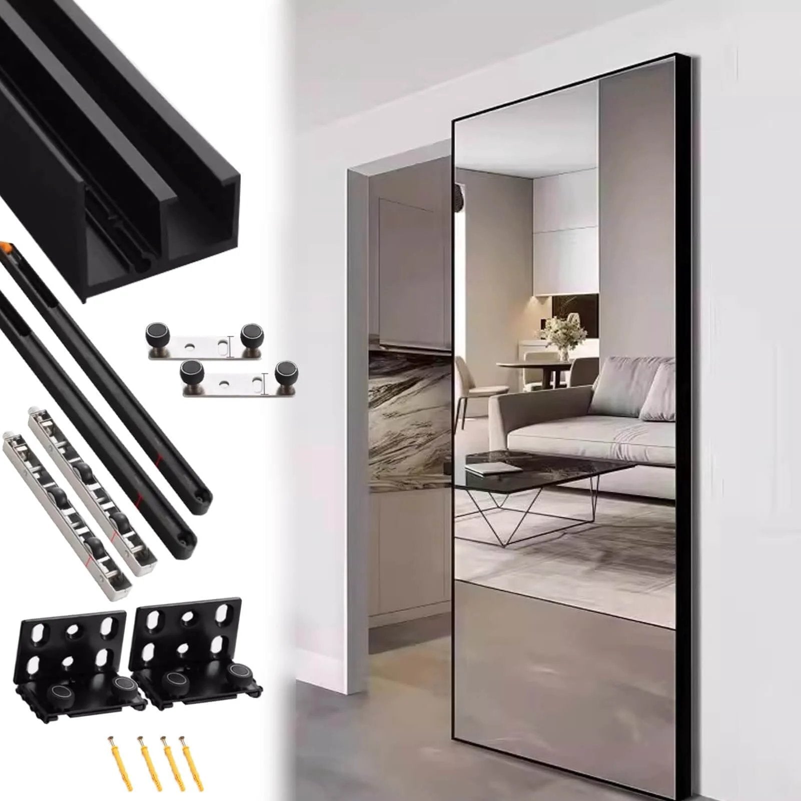 Invisible Sliding Barn Door Kit - Smooth, Soft-close