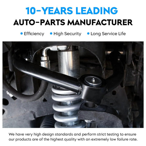 Front lower control arm assembly in black with coil spring and shock absorber visible