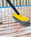 Long Handle Deck Brush With 50 Inch Reach For Shower And Outdoor Cleaning, Scrubber Broom For Patio Boat Garage Carpet And Concrete