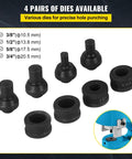 4 pairs of dies for 35 Ton Hydraulic Hole Punch Tool for iron, copper, aluminum, stainless steel sheets with 109mm throat.