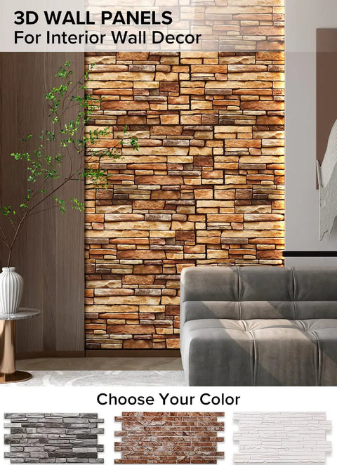 3D Wall Panels For Interior Wall Decor In Brown Slate Style 10 Pack PVC Covers 49 Sq Ft Easy Installation Non Toxic PVC
