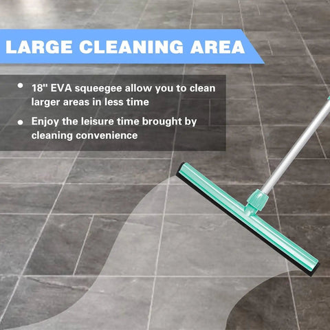 Light Duty Floor Squeegee With 43 Inch Adjustable Aluminum Handle for no sweat cleanups on wet floors in home garage courtyard shower bathroom marble tile surfaces