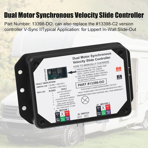 13398 D0 Dual Motor Synchronous Velocity Slide Controller Replacement For RV In Wall Slide Out V Sync II 211852 Lippert Compatible