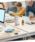 Top Shelf Vertical Power Strip With Usb Charging Ports Smart Surge Protector Outlet Tower in an office setting.