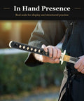 Person holding Real Deal Aluminum Iaito Training Katana For Iaido Practice Unsharpened 28 Inch Blade With Fuller Groove About 1.95 Lb