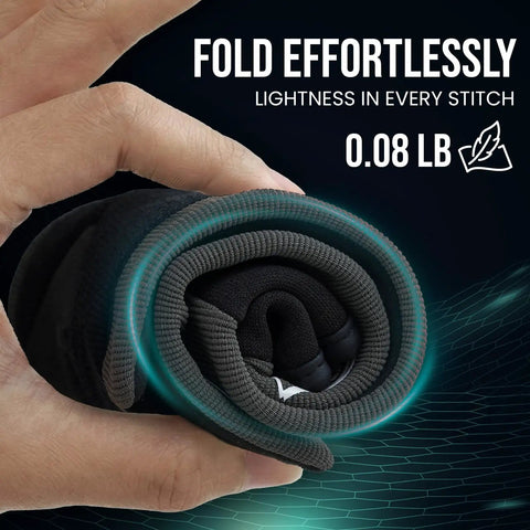Person holding folded Level 2 Needlestick And Level 5 Puncture Resistant Work Gloves With Grip Enhanced Cut Protection, showing lightness at 0.08 lb.