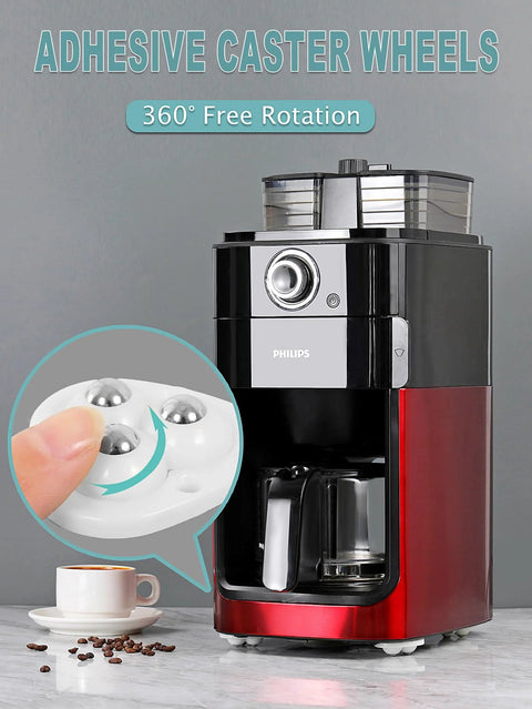 12 Pack Small Appliance Caster Wheels Sticky Swivel Sliders under coffee maker on countertop