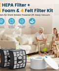 Shark DuoClean Lift Away UV700 Vacuum Filter Replacement Kit with HEPA, foam, and felt filters shown on a living room table