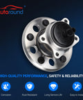 Rear Left Wheel Bearing And Hub Assembly For Toyota Camry 2012 To 2017, Avalon 2013 To 2018, Lexus ES350 2016 To 2019, Five Lug With ABS Driver Side Replacement Direct Fit Ride Ready shown on dark background