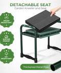 Foldable Garden Kneeler Seat Bench With Cross Body Tool Bag And Removable Pouch Heavy Duty Stool showing detachable cushion