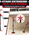 Cabinet Jack Third Hand Tool with adjustable 18.5-29.5 inch pole, shown under a sink for cabinet support, heavy-duty stand.