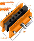 Self Centering Dowel Jig Kit With Drill Guide Bushings For Woodworking Pros, dimensions diagram view