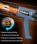 Beast 1500W Heat Gun Kit With Variable Temperature Control And Twin Airflow Settings Hot Air Gun for crafts, blue tool